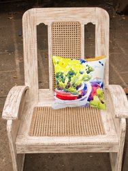 14 in x 14 in Outdoor Throw PillowFlower Fabric Decorative Pillow