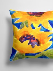 14 in x 14 in Outdoor Throw PillowFlower - Sunflower Fabric Decorative Pillow