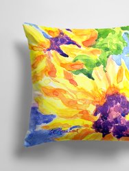 14 in x 14 in Outdoor Throw PillowFlower - Sunflower Fabric Decorative Pillow