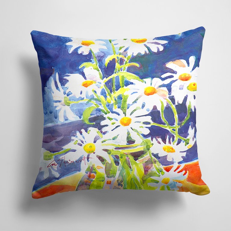 14 in x 14 in Outdoor Throw PillowFlowers - Daisy Fabric Decorative Pillow