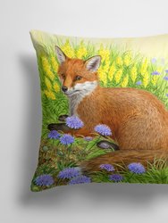 14 in x 14 in Outdoor Throw PillowFox in Flowers by Sarah Adams Fabric Decorative Pillow