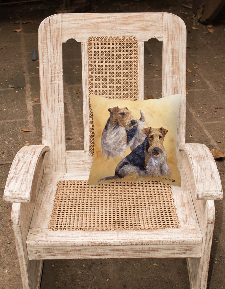 14 in x 14 in Outdoor Throw PillowFox Terriers by Michael Herring Fabric Decorative Pillow