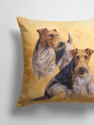 14 in x 14 in Outdoor Throw PillowFox Terriers by Michael Herring Fabric Decorative Pillow