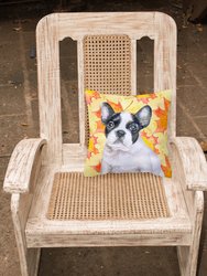 14 in x 14 in Outdoor Throw PillowFrench Bulldog Black White Fall Fabric Decorative Pillow