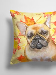 14 in x 14 in Outdoor Throw PillowFrench Bulldog Fall Fabric Decorative Pillow