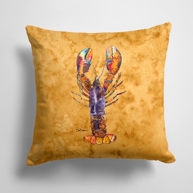 14 in x 14 in Outdoor Throw PillowFresh Lobster Fabric Decorative Pillow