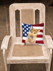 14 in x 14 in Outdoor Throw PillowGerman Shepherd #2 Patriotic Fabric Decorative Pillow