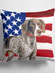 14 in x 14 in Outdoor Throw PillowGerman Shorthaired Pointer Patriotic Fabric Decorative Pillow