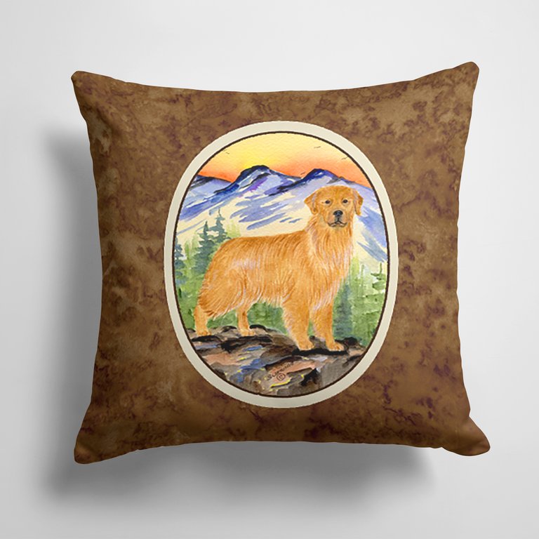 14 in x 14 in Outdoor Throw PillowGolden Retriever Fabric Decorative Pillow