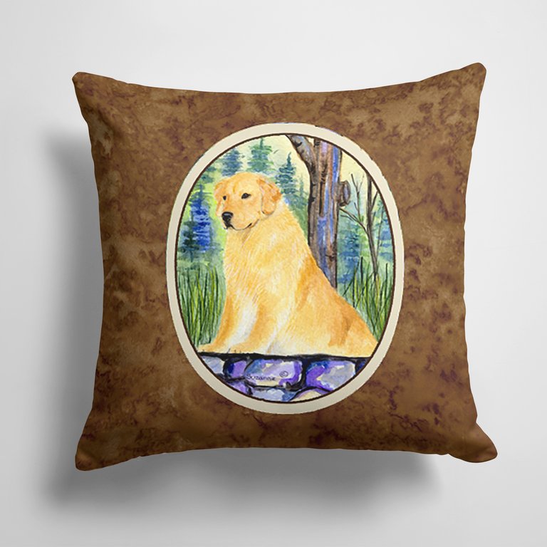 14 in x 14 in Outdoor Throw PillowGolden Retriever Fabric Decorative Pillow