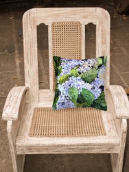 14 in x 14 in Outdoor Throw PillowHydrangea Fabric Decorative Pillow