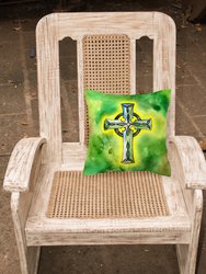 14 in x 14 in Outdoor Throw PillowIrish Celtic Cross Fabric Decorative Pillow