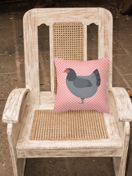 14 in x 14 in Outdoor Throw PillowJersey Giant Chicken Pink Check Fabric Decorative Pillow