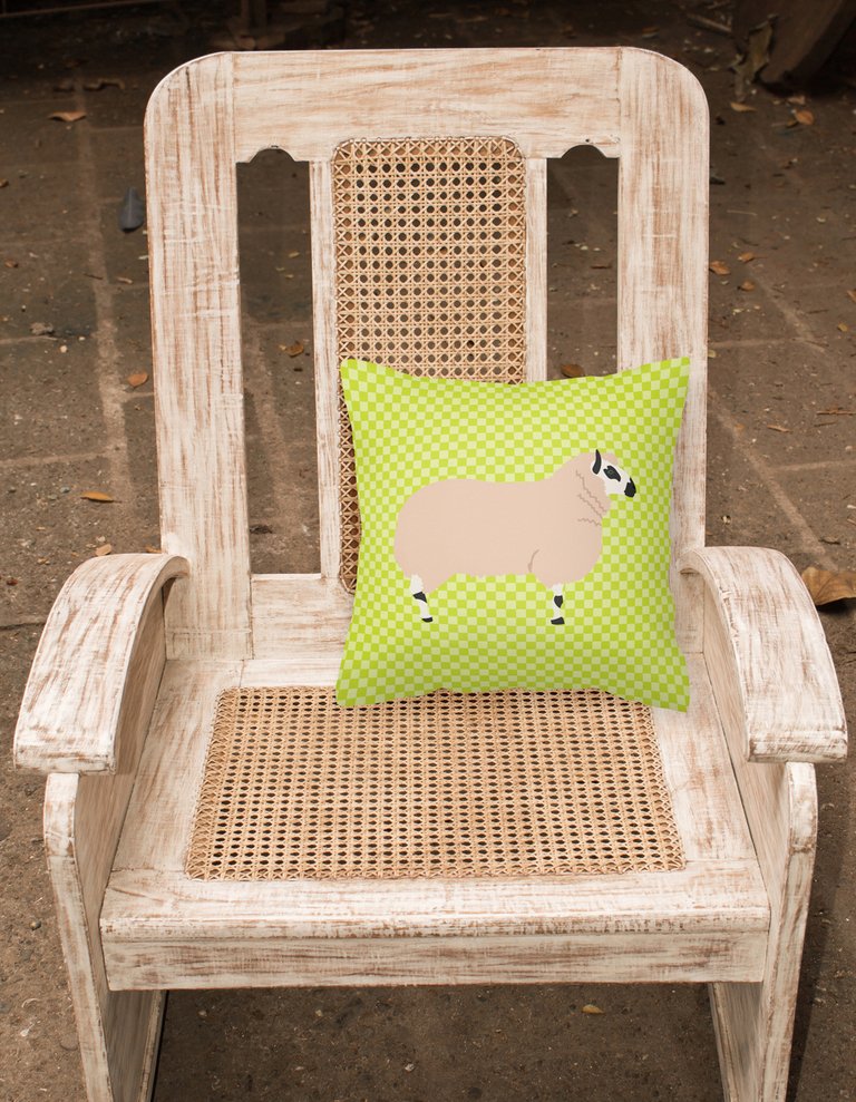 14 in x 14 in Outdoor Throw PillowKerry Hill Sheep Green Fabric Decorative Pillow