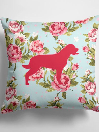 Caroline's Treasures 14 in x 14 in Outdoor Throw PillowLabrador Shabby Chic Blue Roses BB1111 Fabric Decorative Pillow product