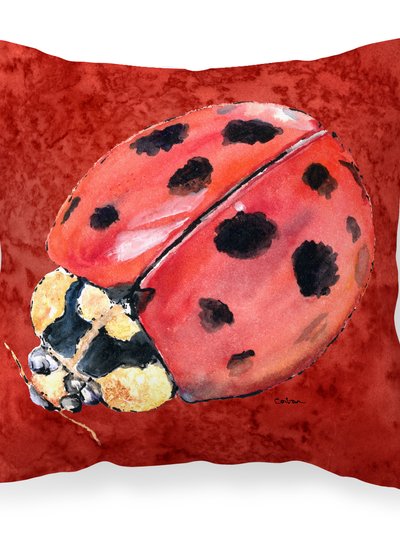 Caroline's Treasures 14 in x 14 in Outdoor Throw PillowLady Bug on Deep Red Fabric Decorative Pillow product