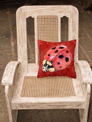 14 in x 14 in Outdoor Throw PillowLady Bug on Deep Red Fabric Decorative Pillow