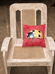 14 in x 14 in Outdoor Throw PillowLady Bug on Red Fabric Decorative Pillow