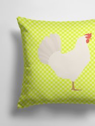 14 in x 14 in Outdoor Throw PillowLeghorn Chicken Green Fabric Decorative Pillow