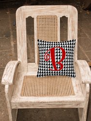 14 in x 14 in Outdoor Throw PillowLetter B Initial Monogram - Houndstooth Black Fabric Decorative Pillow