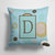 14 in x 14 in Outdoor Throw PillowLetter D Initial Monogram - Blue Dots Fabric Decorative Pillow