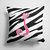 14 in x 14 in Outdoor Throw PillowLetter J Initial Zebra Stripe and Pink Fabric Decorative Pillow