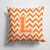 14 in x 14 in Outdoor Throw PillowLetter L Chevron Orange and White Fabric Decorative Pillow