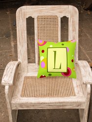 14 in x 14 in Outdoor Throw PillowLetter L Monogram - Lime Green Fabric Decorative Pillow