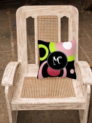 14 in x 14 in Outdoor Throw PillowLetter M Monogram - Retro in Black Fabric Decorative Pillow