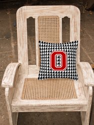 14 in x 14 in Outdoor Throw PillowLetter O Monogram - Houndstooth Black Fabric Decorative Pillow