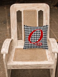 14 in x 14 in Outdoor Throw PillowLetter Q Initial Monogram - Houndstooth Black Fabric Decorative Pillow