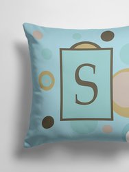 14 in x 14 in Outdoor Throw PillowLetter S Initial Monogram - Blue Dots Fabric Decorative Pillow