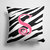 14 in x 14 in Outdoor Throw PillowLetter S Initial Zebra Stripe and Pink Fabric Decorative Pillow