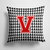 14 in x 14 in Outdoor Throw PillowLetter V Monogram - Houndstooth Black Fabric Decorative Pillow