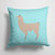 14 in x 14 in Outdoor Throw PillowLlama Blue Check Fabric Decorative Pillow