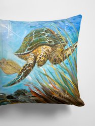 14 in x 14 in Outdoor Throw PillowLoggerhead Sea Turtle Fabric Decorative Pillow