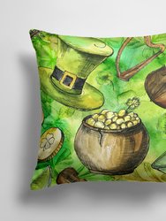 14 in x 14 in Outdoor Throw PillowLuck of the Irish Fabric Decorative Pillow