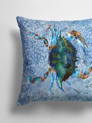 14 in x 14 in Outdoor Throw PillowMale Blue Crab Cool Blue Water Fabric Decorative Pillow