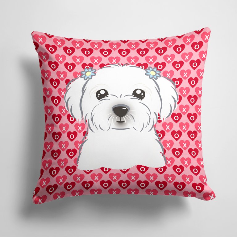 14 in x 14 in Outdoor Throw PillowMaltese Fabric Decorative Pillow