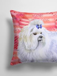 14 in x 14 in Outdoor Throw PillowMaltese Love Fabric Decorative Pillow