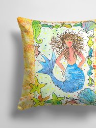 14 in x 14 in Outdoor Throw PillowMermaid Fabric Decorative Pillow