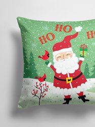 14 in x 14 in Outdoor Throw PillowMerry Christmas Santa Claus Ho Ho Ho Fabric Decorative Pillow