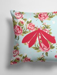 14 in x 14 in Outdoor Throw PillowMoth Shabby Chic Blue Roses BB1060 Fabric Decorative Pillow