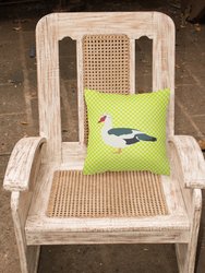 14 in x 14 in Outdoor Throw PillowMuscovy Duck Green Fabric Decorative Pillow