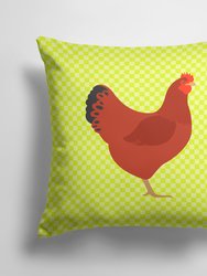 14 in x 14 in Outdoor Throw PillowNew Hampshire Red Chicken Green Fabric Decorative Pillow