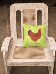 14 in x 14 in Outdoor Throw PillowNew Hampshire Red Chicken Green Fabric Decorative Pillow