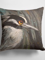 14 in x 14 in Outdoor Throw PillowNight Heron Fabric Decorative Pillow
