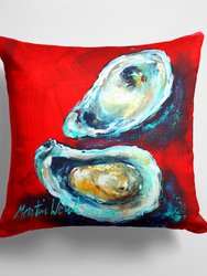 14 in x 14 in Outdoor Throw PillowOpen up Oyster Fabric Decorative Pillow