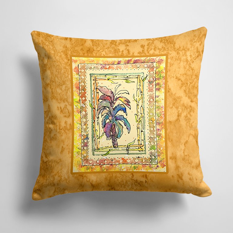14 in x 14 in Outdoor Throw PillowPalm Tree Fabric Decorative Pillow