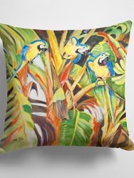 14 in x 14 in Outdoor Throw PillowParrots Fabric Decorative Pillow